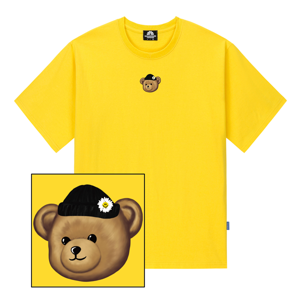 뮤직브로샵,BEANIE BEAR LOGO 티셔츠 - 옐로우