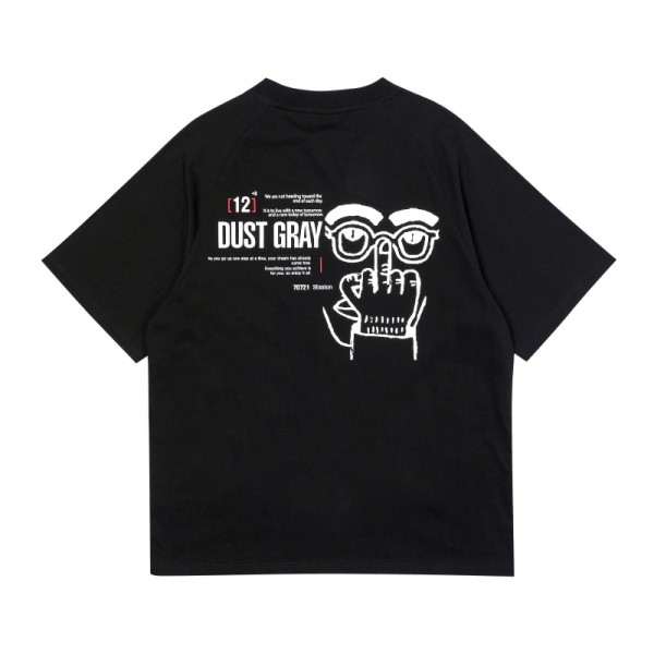 뮤직브로샵,[DUST GRAY] WHAT LOOKING AT HALF T-SHIRTS_BLACK