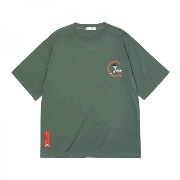 뮤직브로샵,[DUST GRAY] HEY GUYS HALF T-SHIRTS_GREEN