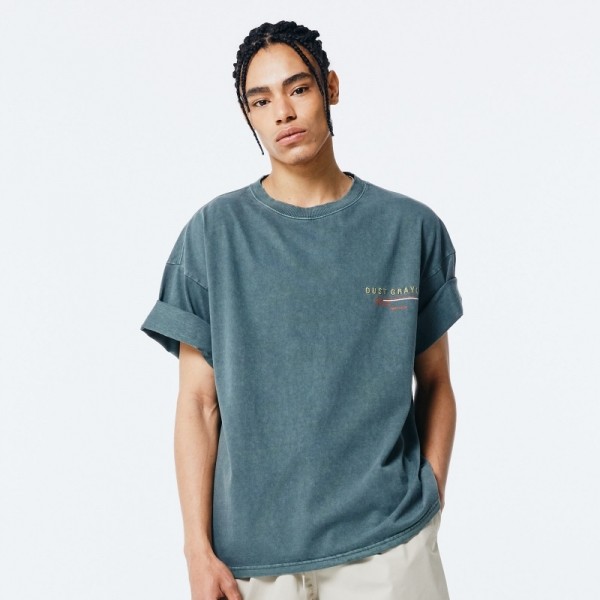 뮤직브로샵,[DUST GRAY] 16´s LOGO PIGMENT HALF T-SHIRTS_KHAKI