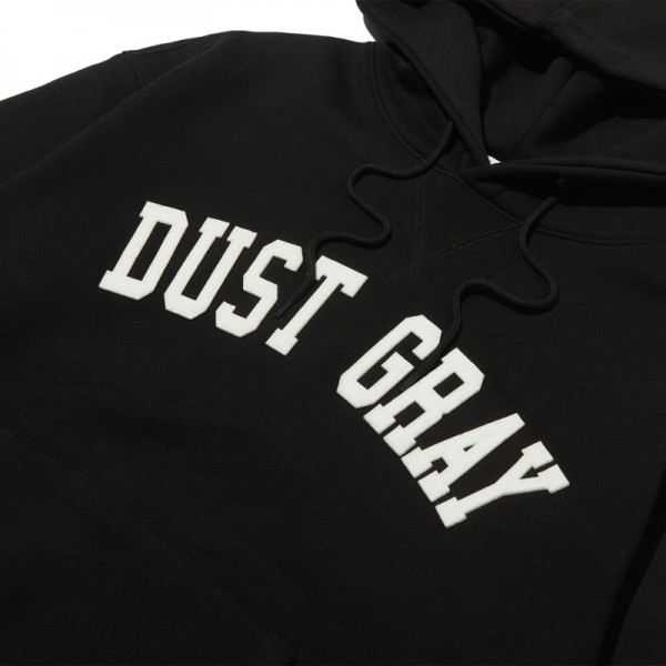 뮤직브로샵,[DUST GRAY] DG Applique logo HOOD_BLACK