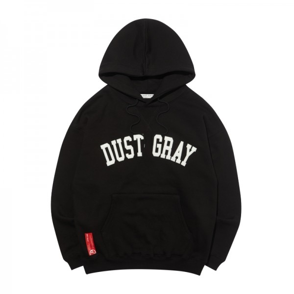 뮤직브로샵,[DUST GRAY] DG Applique logo HOOD_BLACK